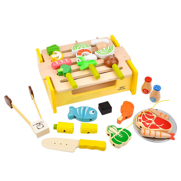 Children's Wooden BBQ Toy Set: Develop Imagination & Coordination