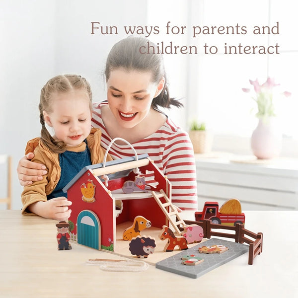 Farm Fun for Kids: Wooden Toy Set with Barn & Animals