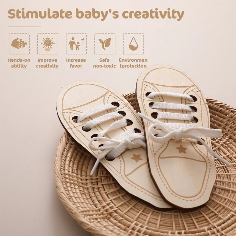 Wooden Lacing Shoes
